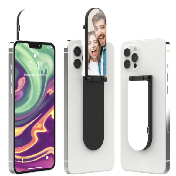 NEW Rechargeable Stick On Selfie Light + Mirror & Kickstand - Picture 3 of 6